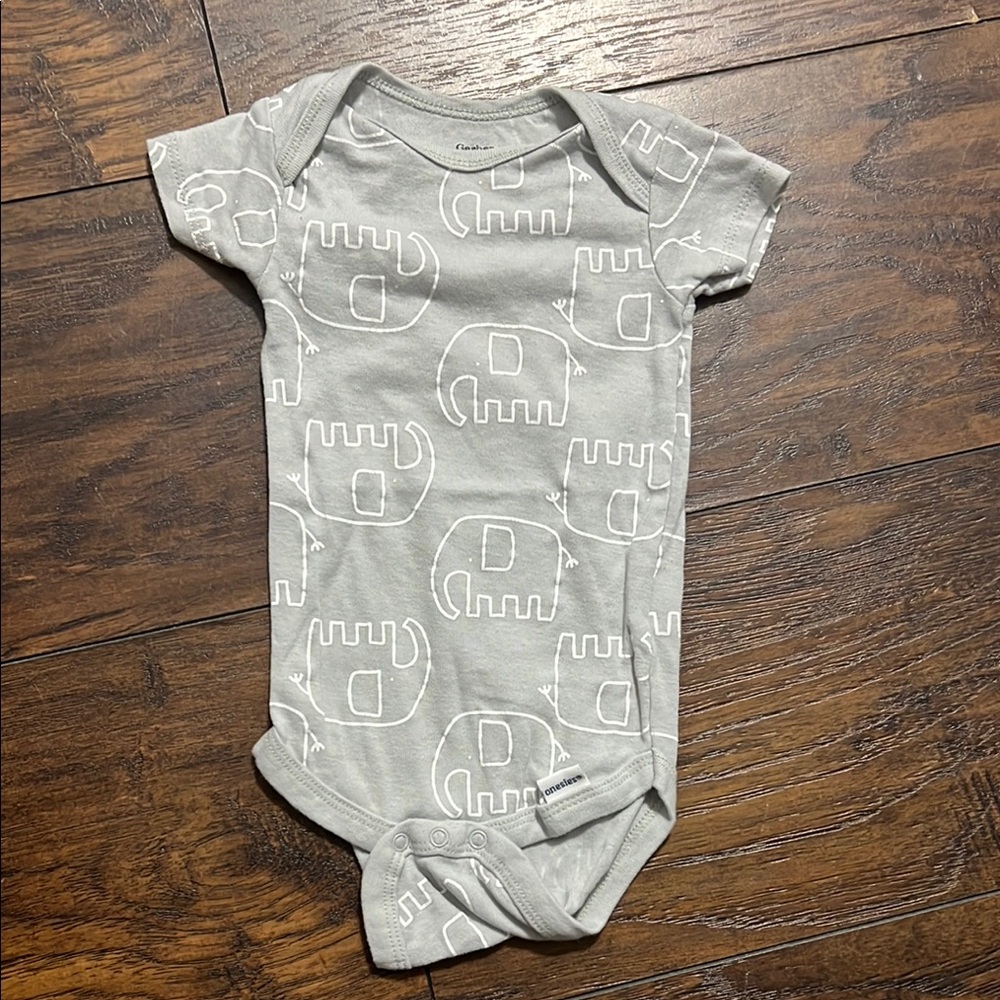 Gray Elephant Print Kids One Piece